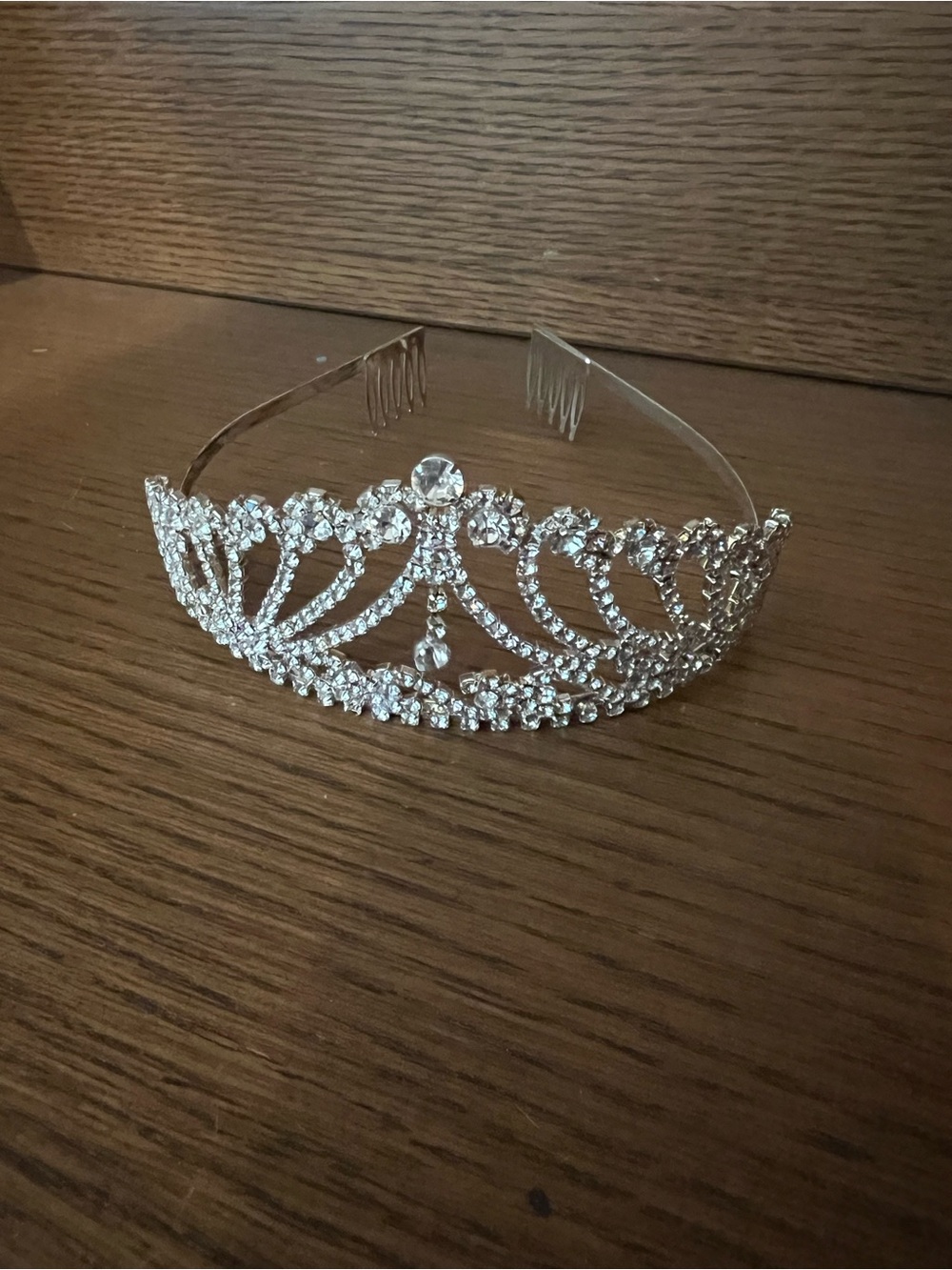 Crystal Rhinestone Tiara Crown - Silver - Picture 2 of 2